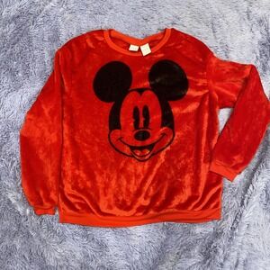 Disney Mickey Mouse Sweater Red‎ Kids Size Large 11-13 Soft Cozy Pre-Owned